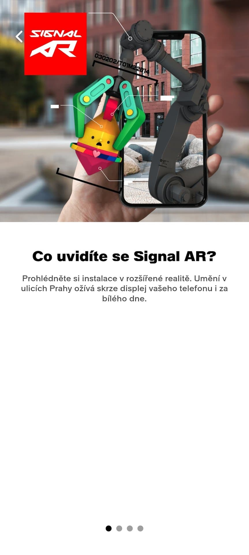 Onboarding slide asking what you will see with Signal AR